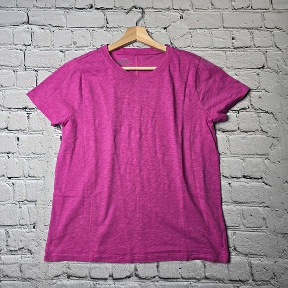 J Crew Short Sleeve Girlfriend Crew Neck Tshirt Fuchsia Pink Size Large - Picture 1 of 10